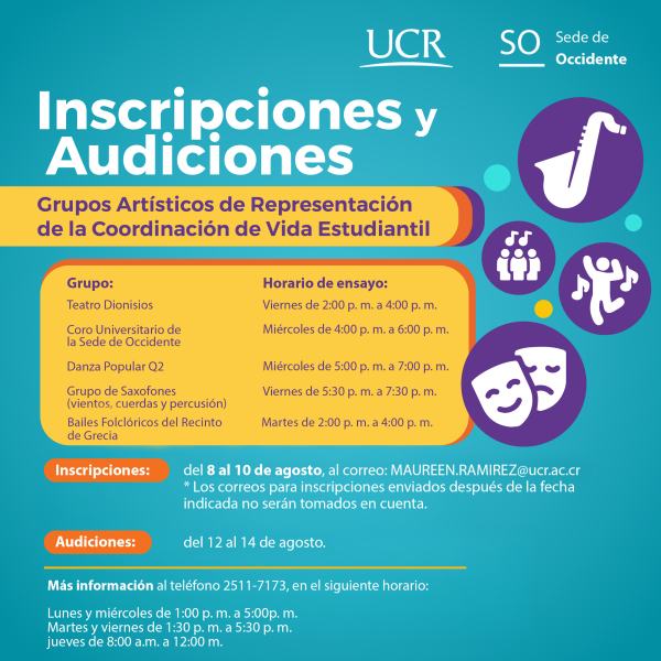 Inscripciones y audiciones para Grupos Artísticos de Representación
